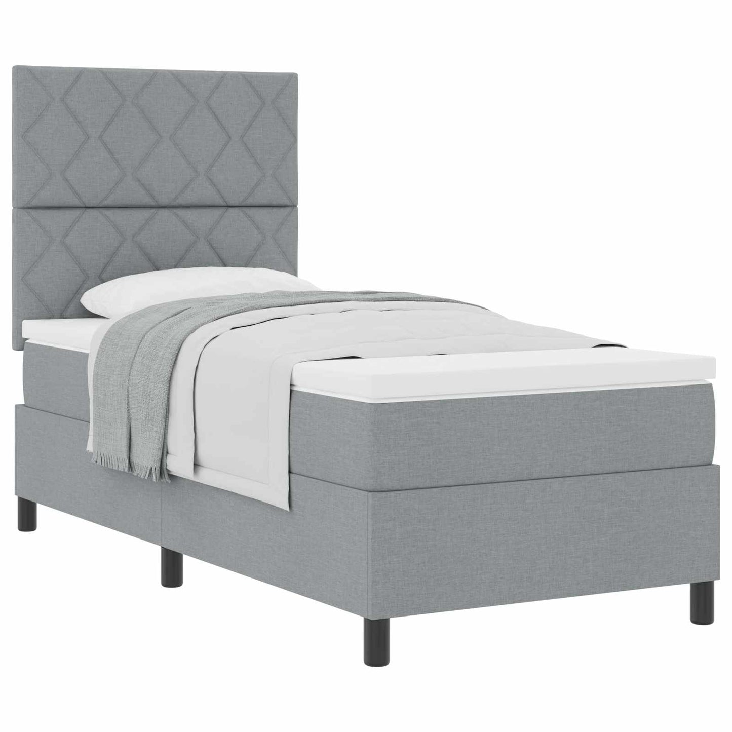Boxspringbett mit Kopfteil Hellgrau 90 x 190 cm Stoff