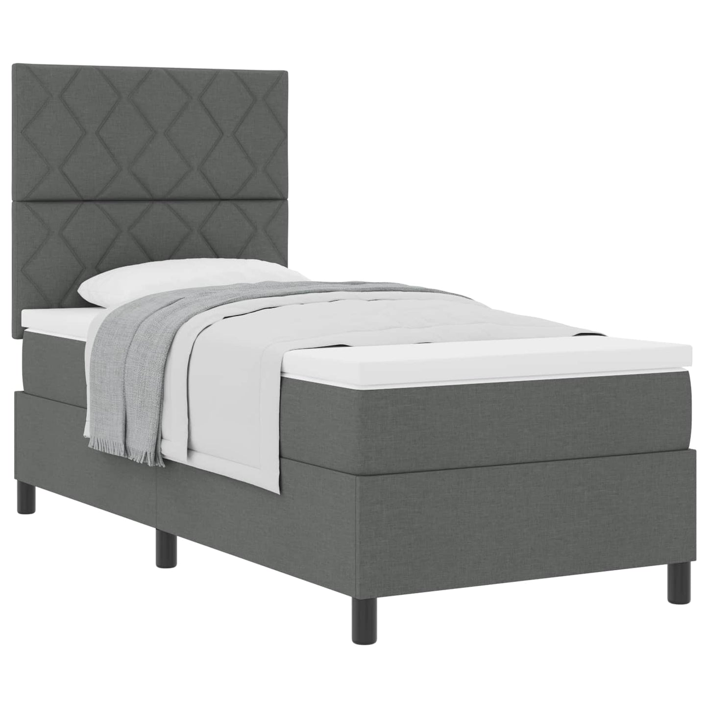 Boxspringbett mit Kopfteil Dunkelgrau 90 x 190 cm Stoff