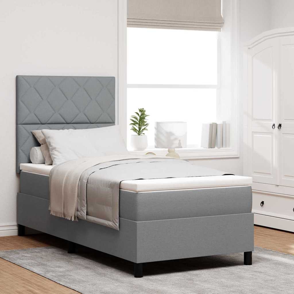 Boxspringbett mit Kopfteil Hellgrau 90 x 200 cm Stoff