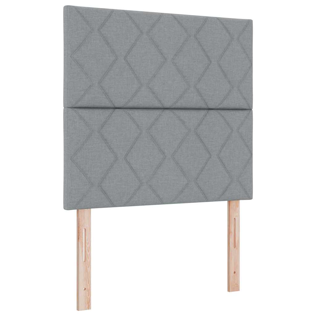 Boxspringbett mit Kopfteil Hellgrau 90 x 200 cm Stoff