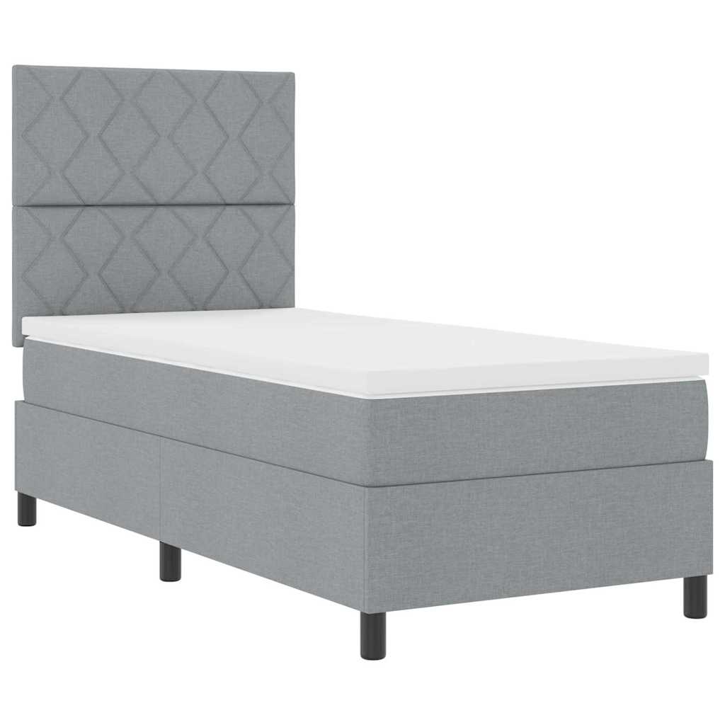 Boxspringbett mit Kopfteil Hellgrau 90 x 200 cm Stoff