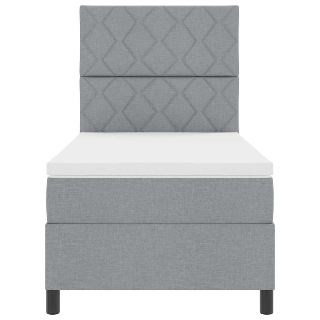 Boxspringbett mit Kopfteil Hellgrau 90 x 200 cm Stoff