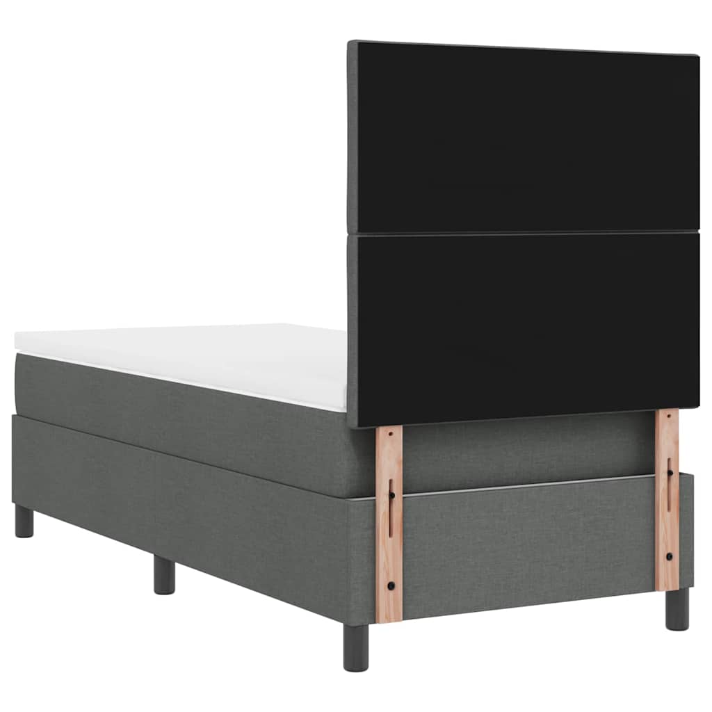 Boxspringbett mit Kopfteil Dunkelgrau 90 x 200 cm Stoff