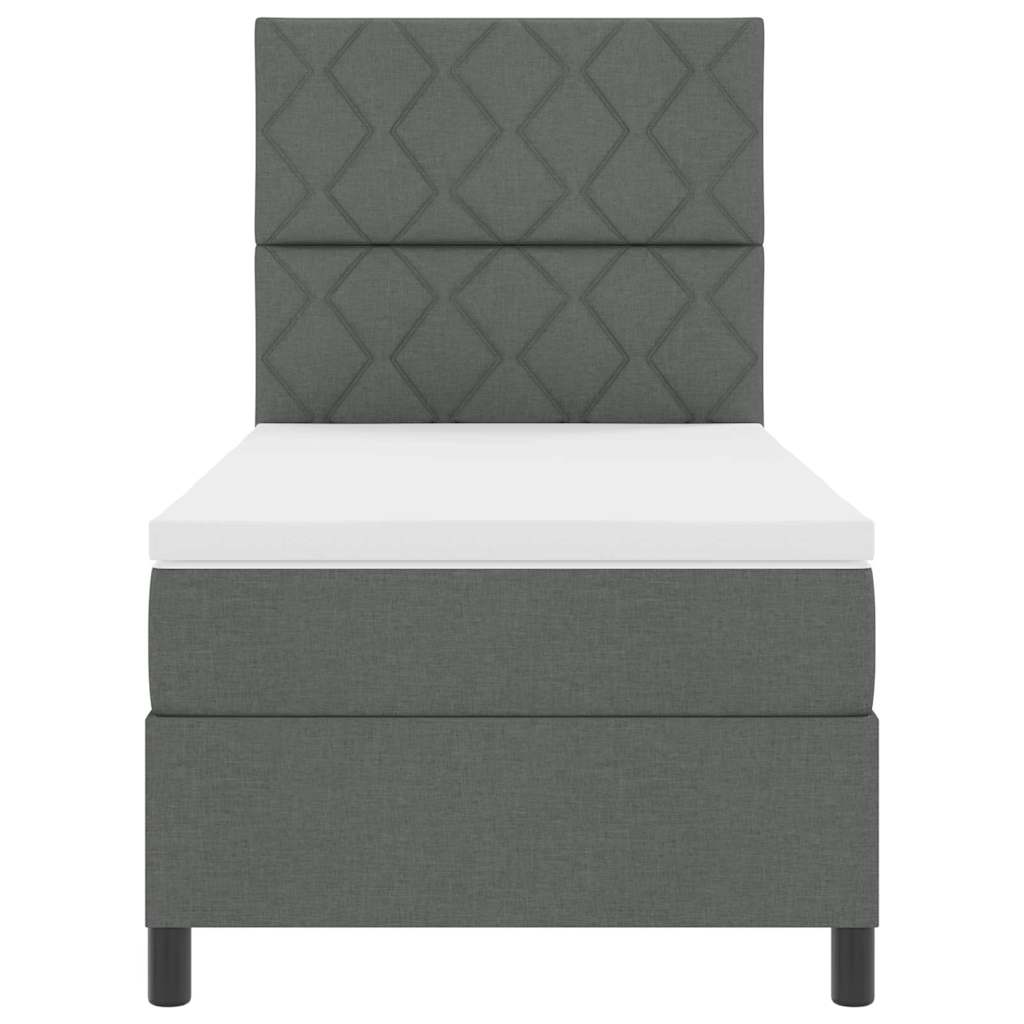 Boxspringbett mit Kopfteil Dunkelgrau 90 x 200 cm Stoff