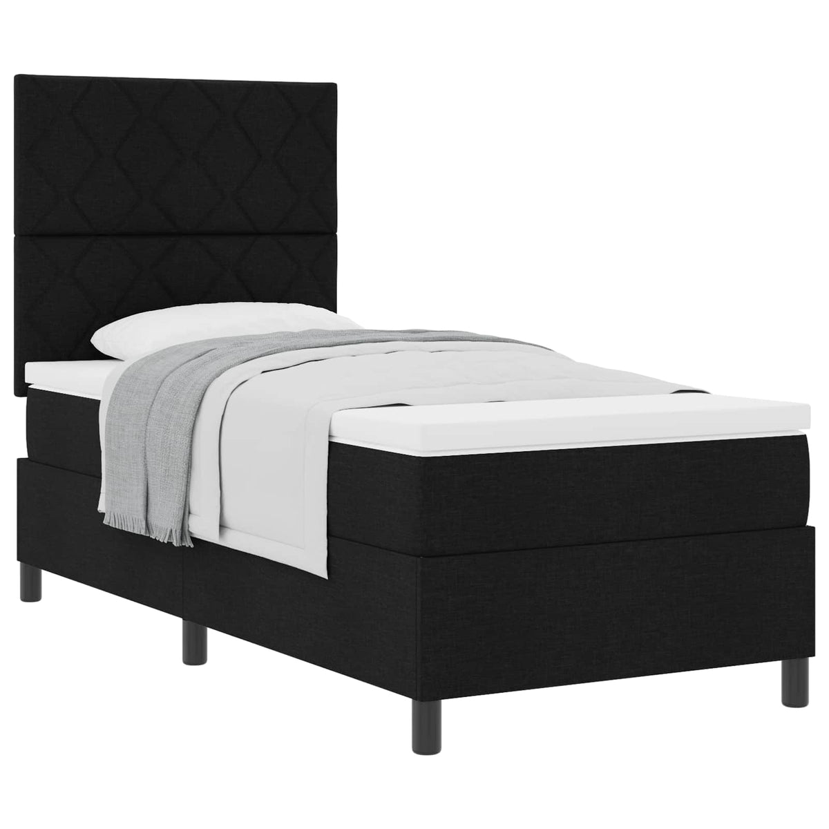 Boxspringbett mit Kopfteil Schwarz 100 x 200 cm Stoff