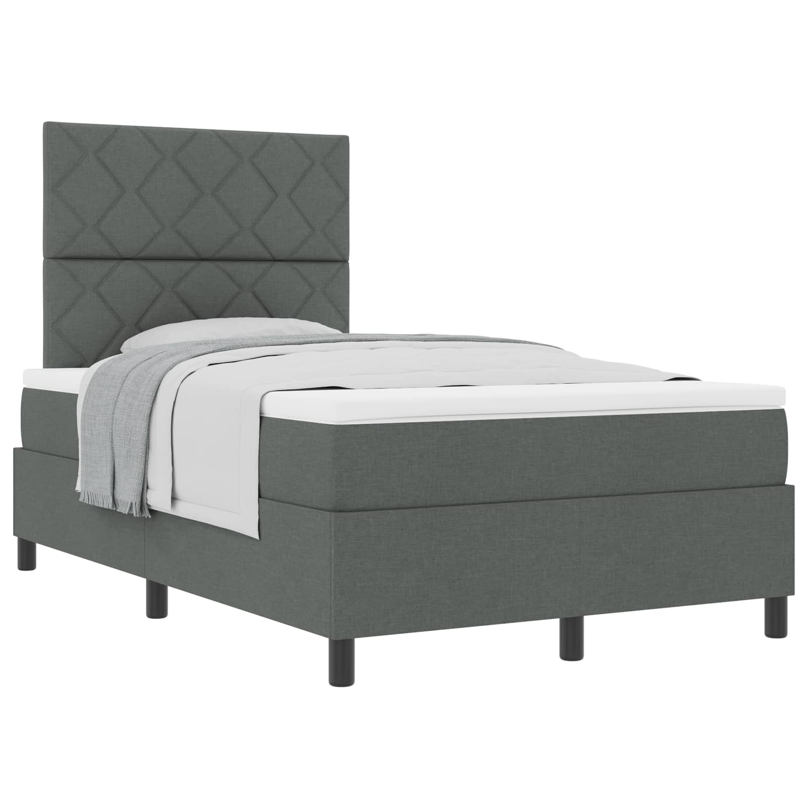 Boxspringbett mit Kopfteil Dunkelgrau 120 x 190 cm Stoff