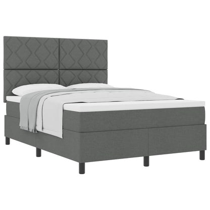 Boxspringbett mit Kopfteil Dunkelgrau 140 x 190 cm Stoff