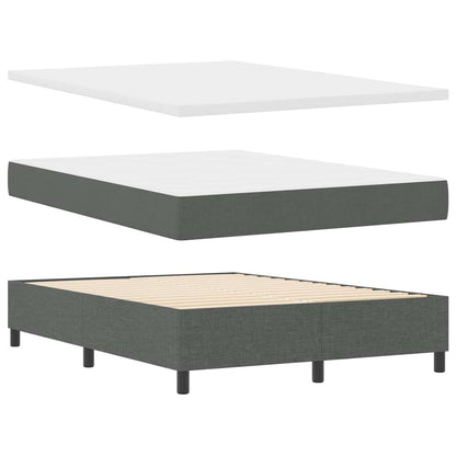Boxspringbett mit Kopfteil Dunkelgrau 140 x 190 cm Stoff