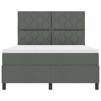 Boxspringbett mit Kopfteil Dunkelgrau 140 x 190 cm Stoff