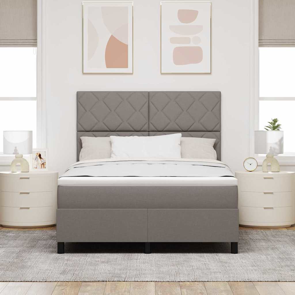 Boxspringbett mit Matratze Taupe 140 x 200 cm Stoff