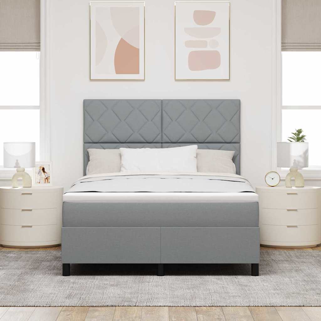 Boxspringbett mit Kopfteil Hellgrau 160 x 200 cm Stoff