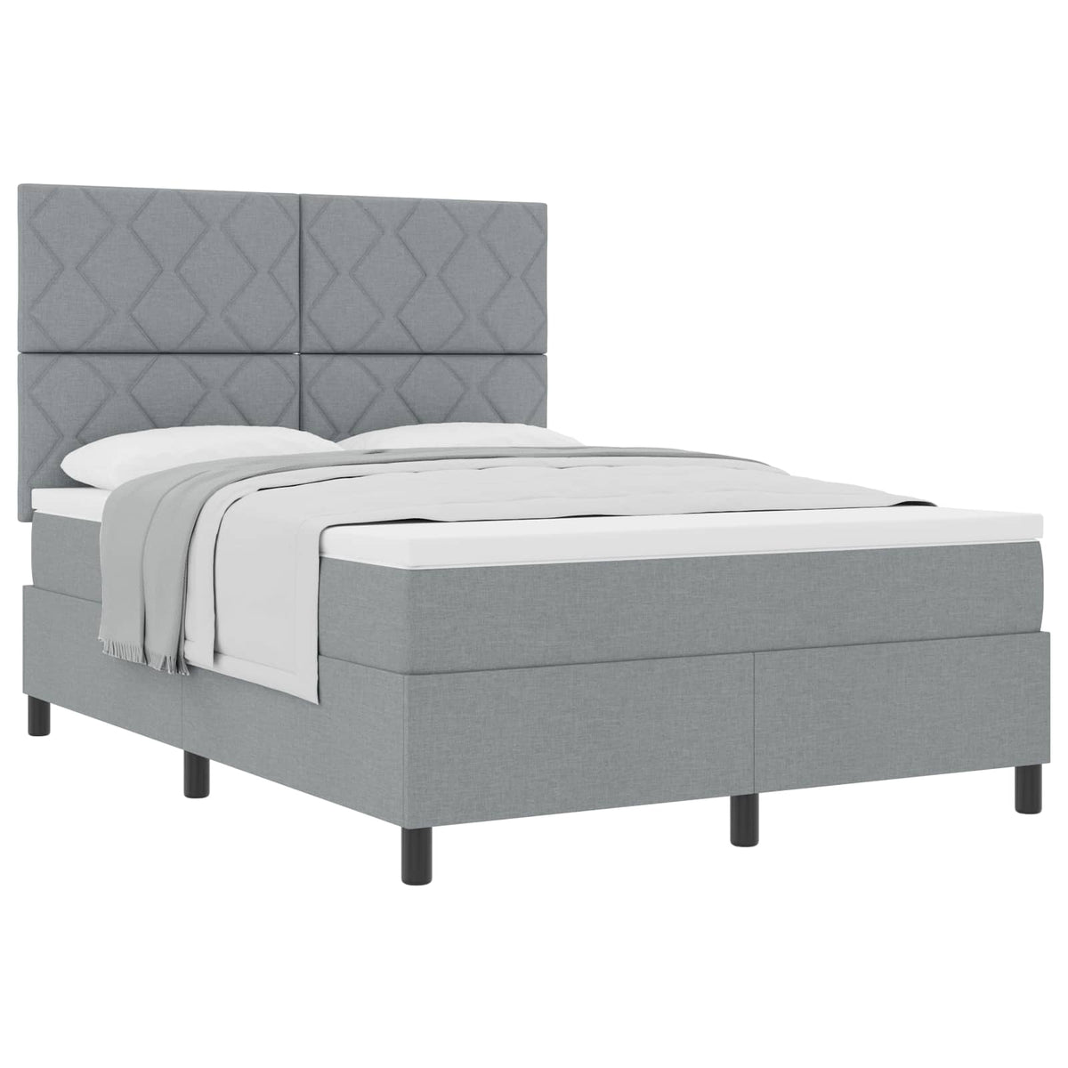 Boxspringbett mit Kopfteil Hellgrau 160 x 200 cm Stoff