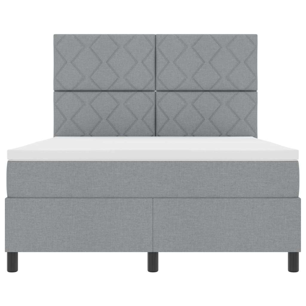 Boxspringbett mit Kopfteil Hellgrau 160 x 200 cm Stoff