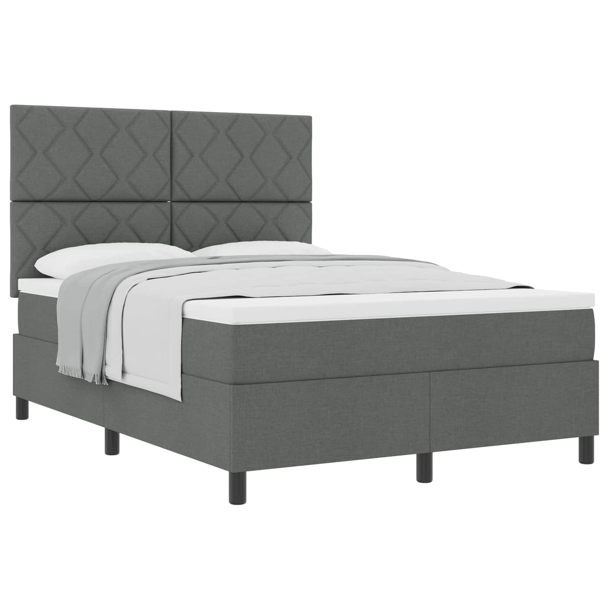 Boxspringbett mit Kopfteil Dunkelgrau 160 x 200 cm Stoff