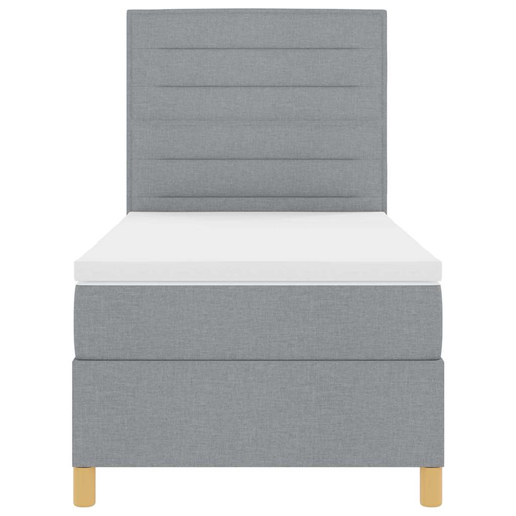 Boxspringbett mit Matratze Hellgrau 80 x 200 cm Stoff