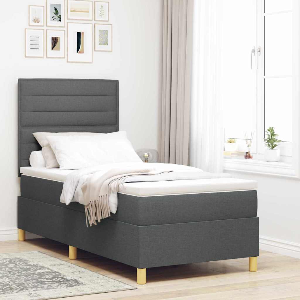 Boxspringbett mit Matratze Dunkelgrau 80 x 200 cm Stoff