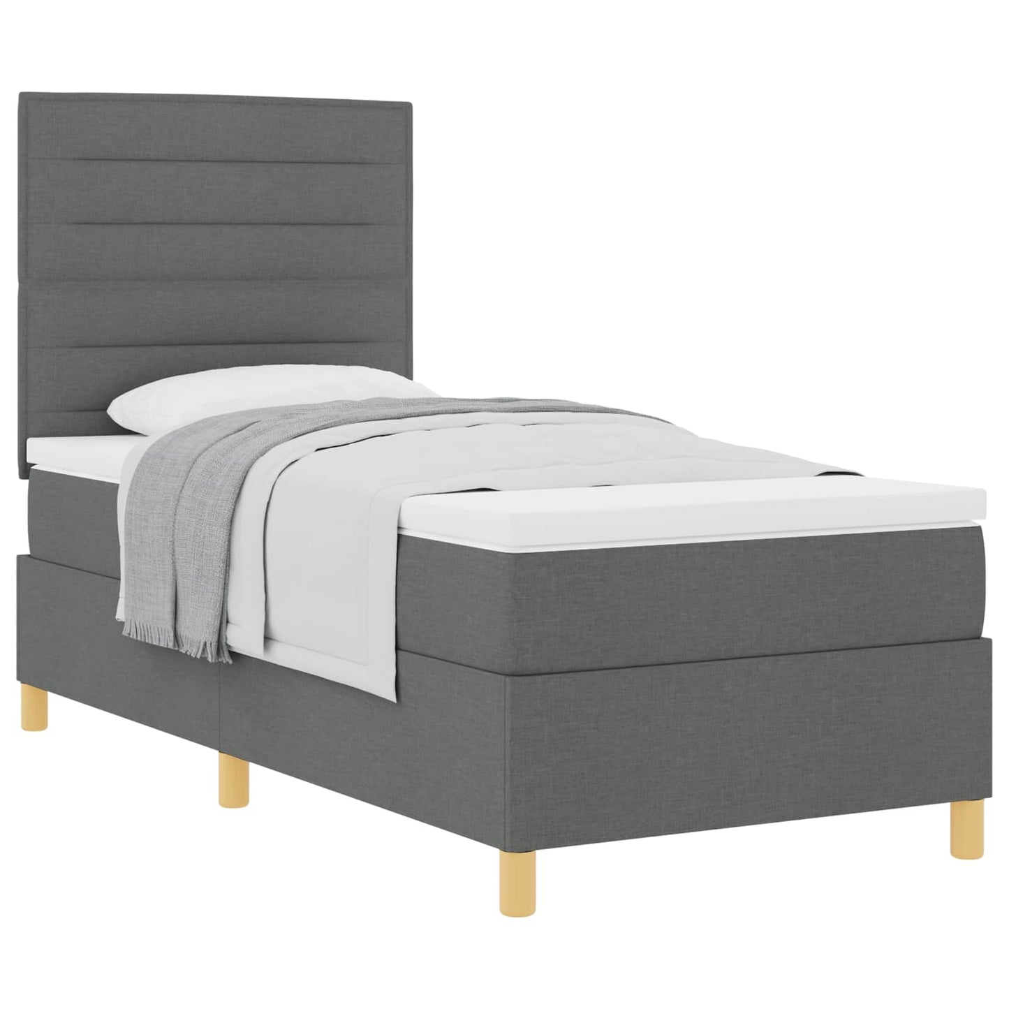 Boxspringbett mit Matratze Dunkelgrau 80 x 200 cm Stoff