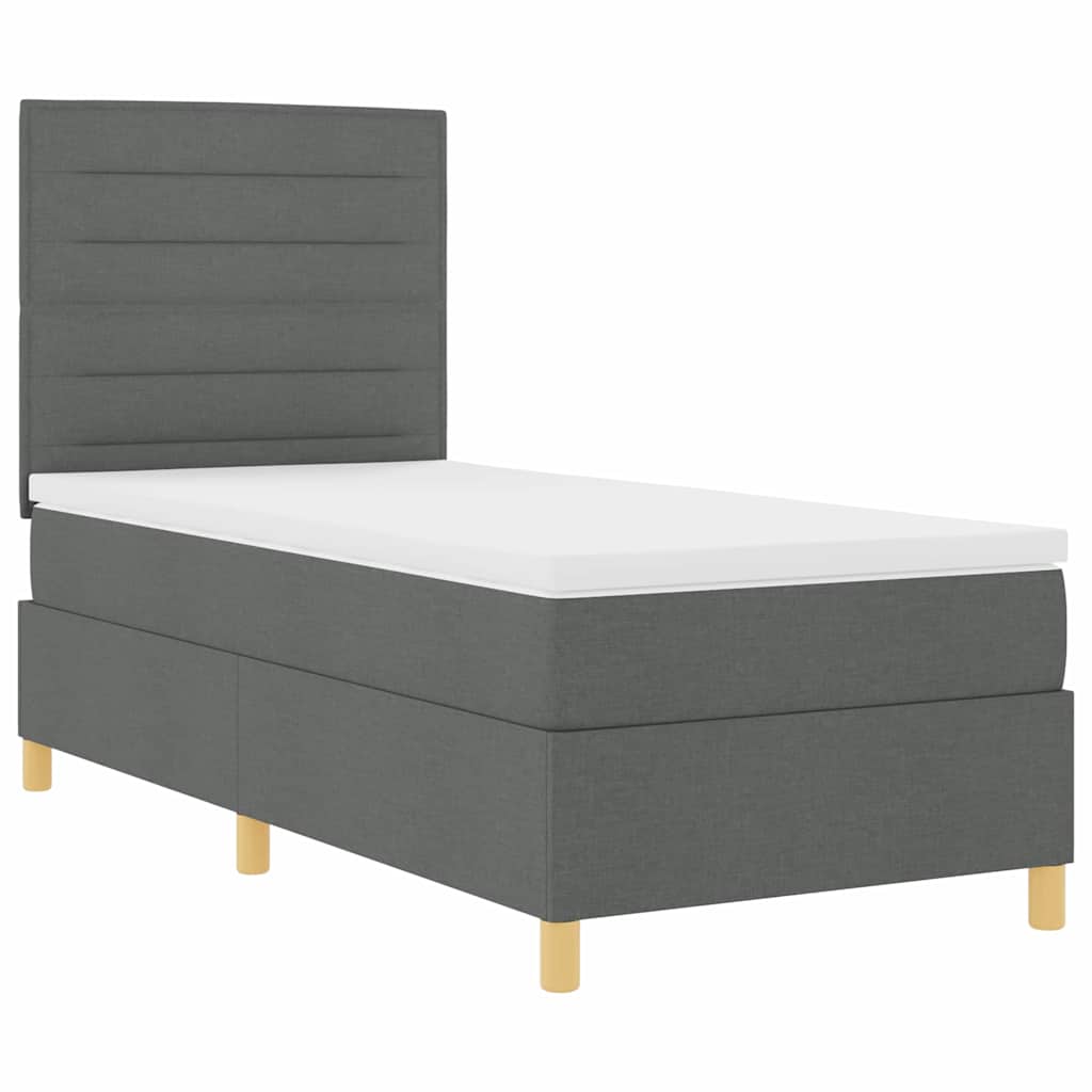 Boxspringbett mit Matratze Dunkelgrau 80 x 200 cm Stoff