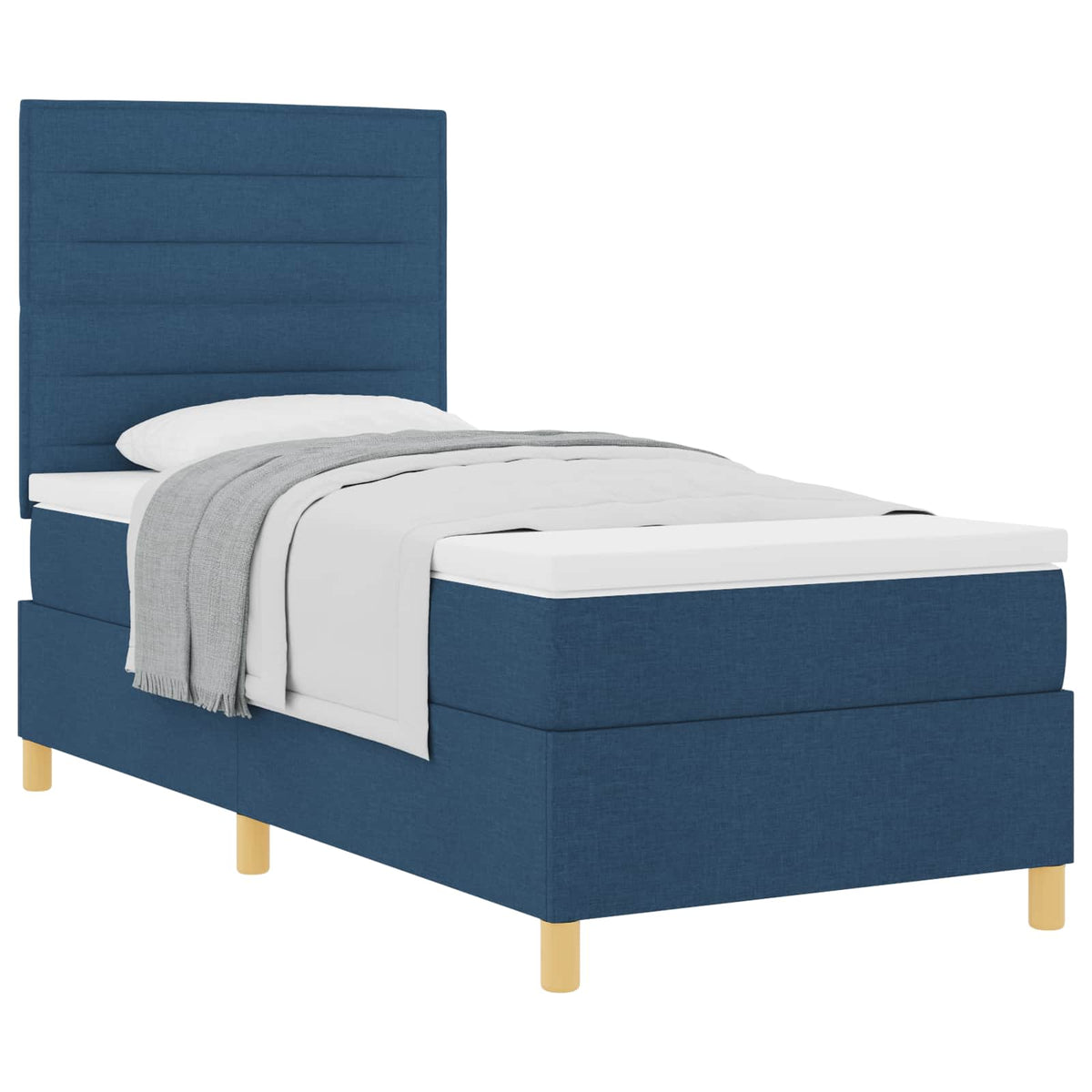 Boxspringbett mit Matratze mit Kopfteil Blau 80 x 200 cm Stoff