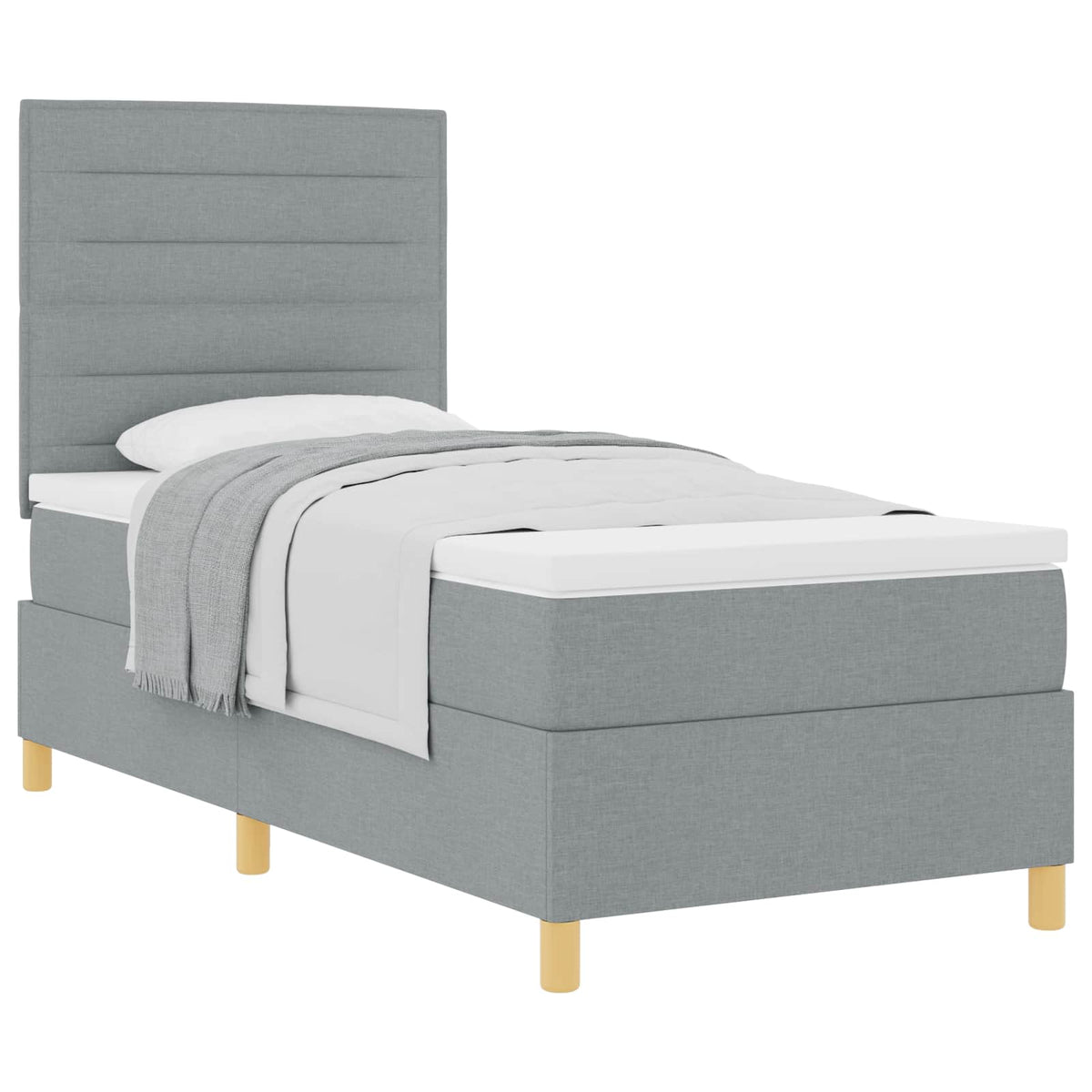 Boxspringbett mit Matratze Hellgrau 90 x 200 cm Stoff