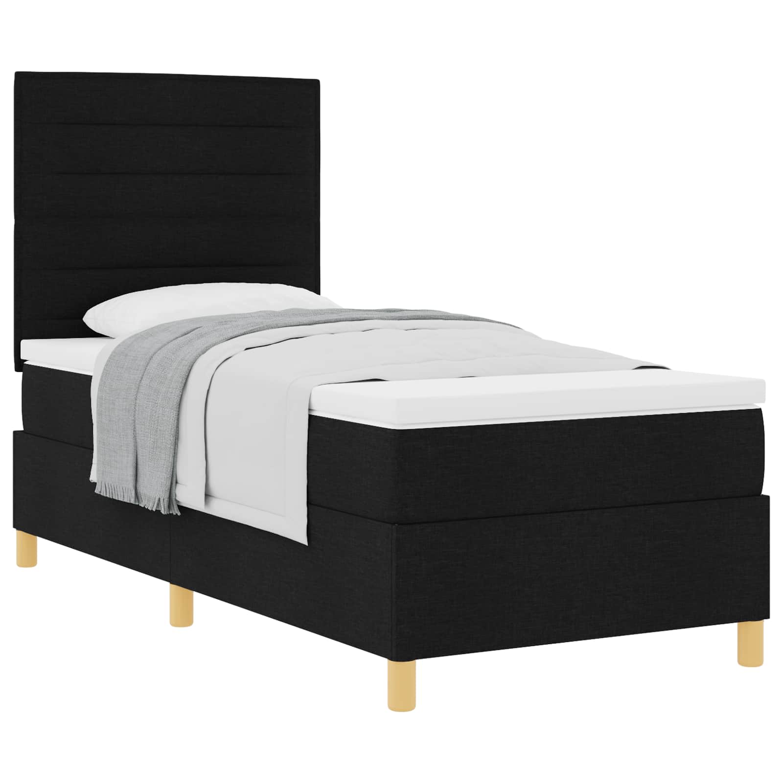 Boxspringbett mit Matratze Schwarz 90 x 200 cm Stoff