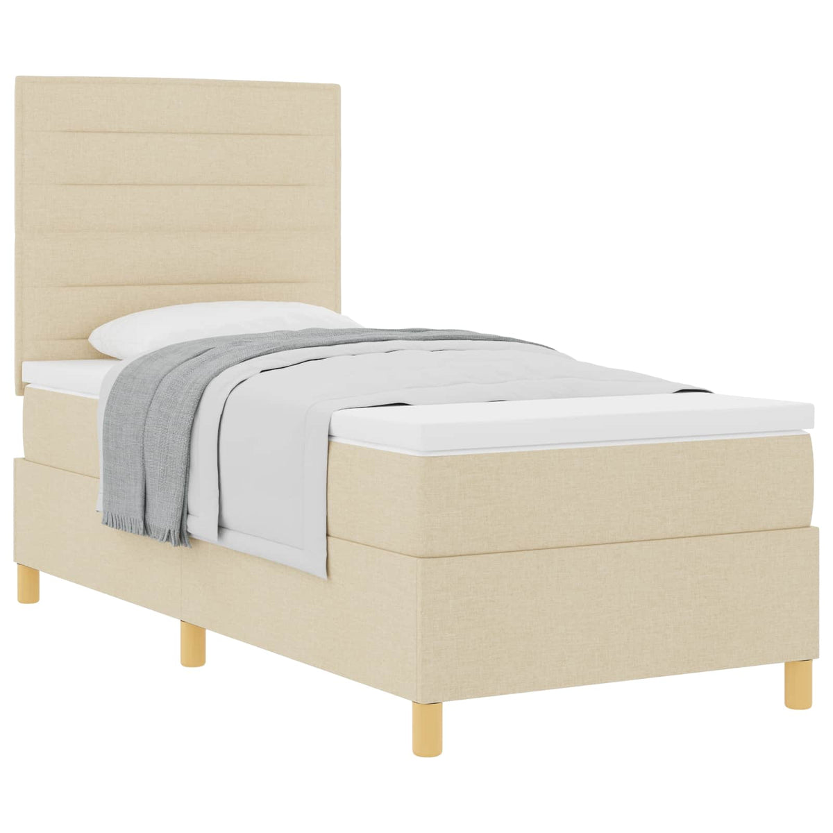 Boxspringbett mit Matratze Creme 100 x 200 cm Stoff