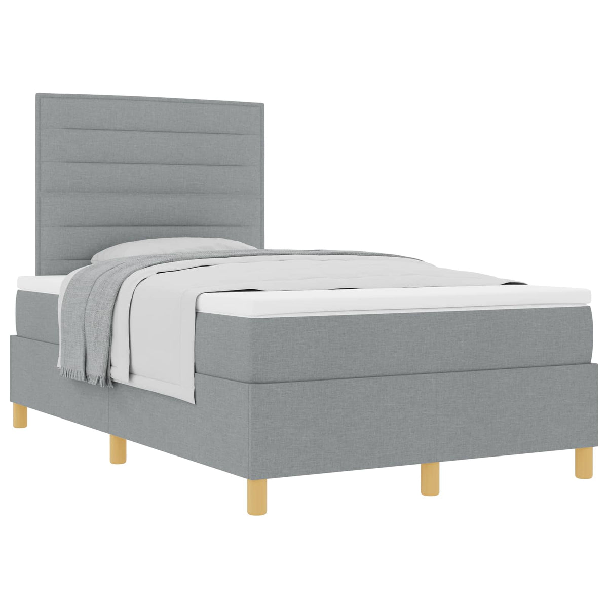 Boxspringbett mit Matratze Hellgrau 120 x 190 cm Stoff
