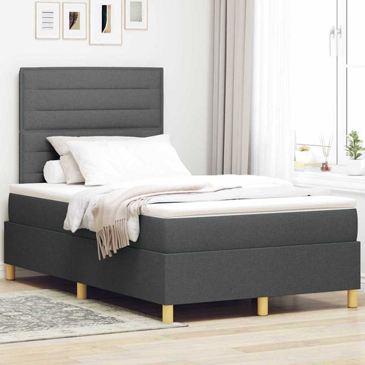 Boxspringbett mit Matratze Dunkelgrau 120 x 200 cm Stoff