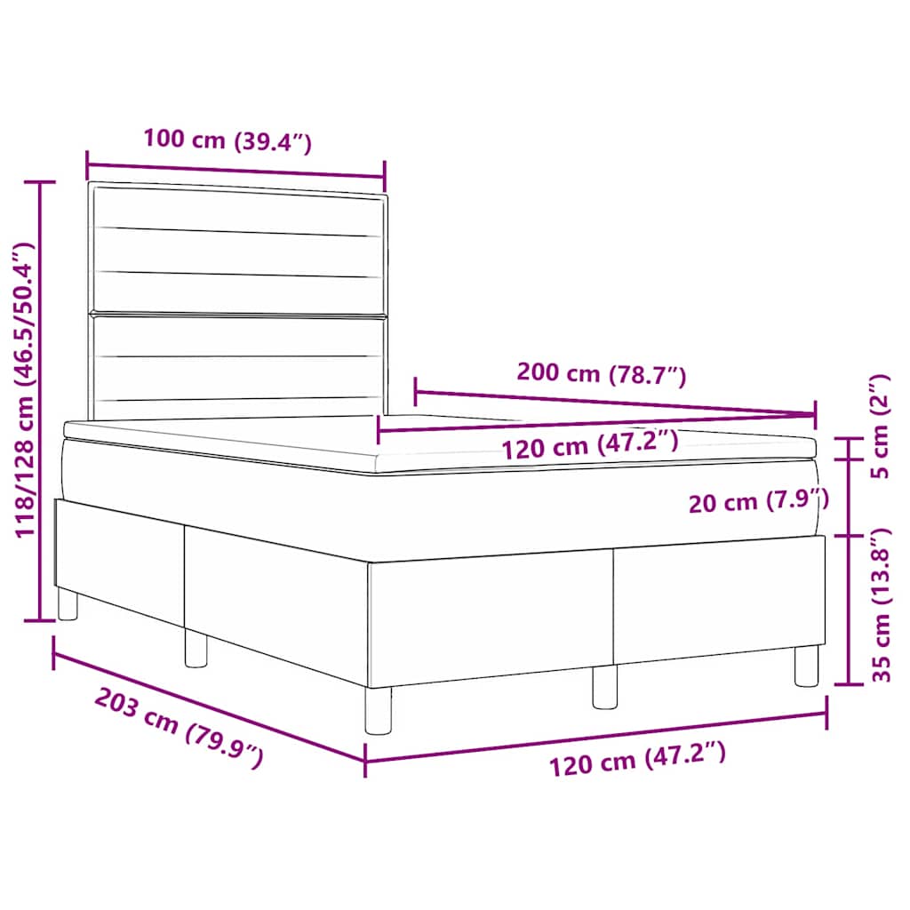 Boxspringbett mit Matratze Creme 120 x 200 cm Stoff
