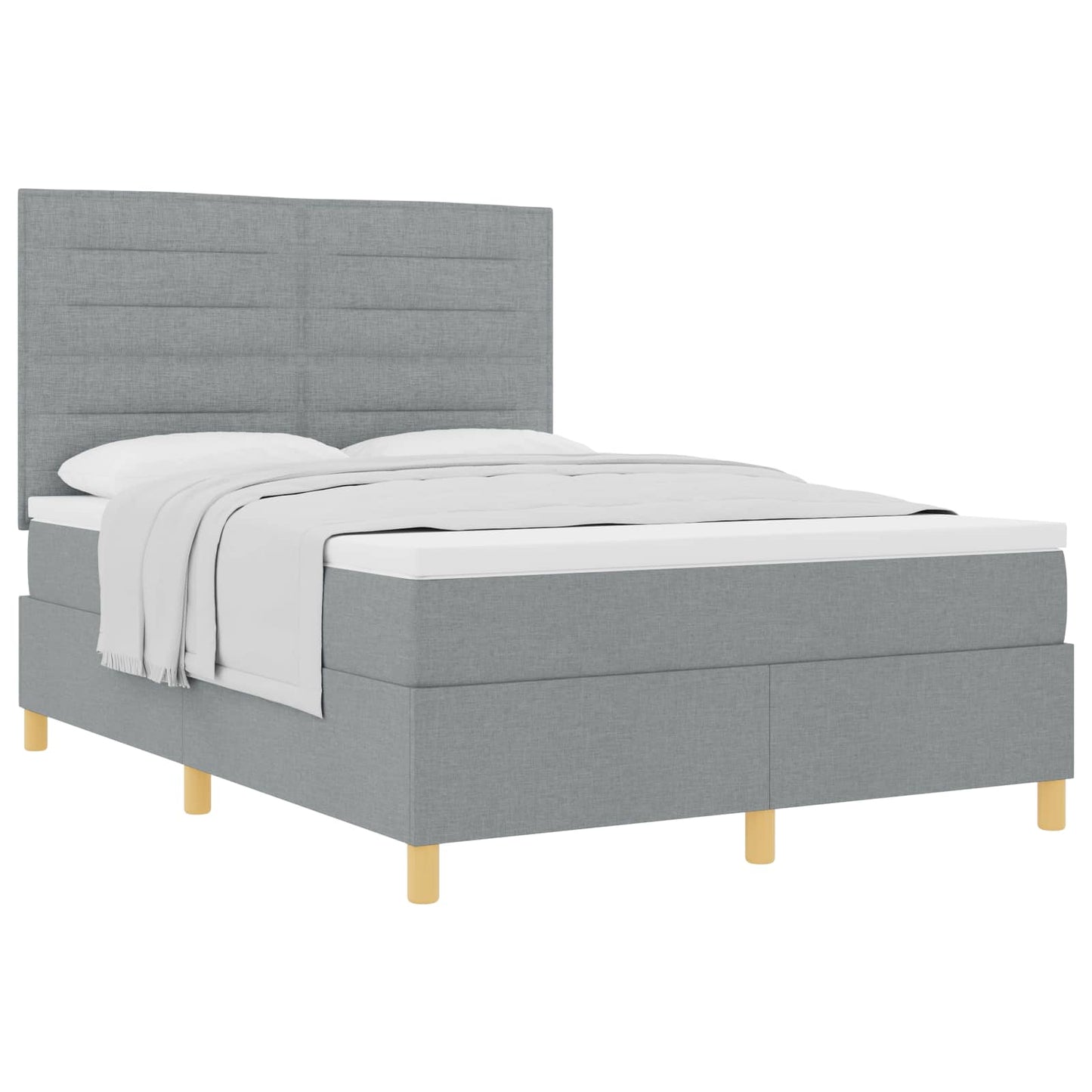 Boxspringbett mit Matratze Hellgrau 140 x 190 cm Stoff