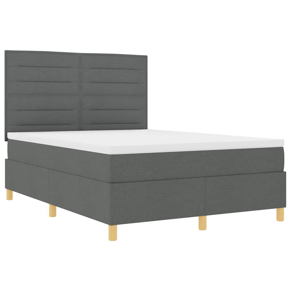 Boxspringbett mit Matratze Dunkelgrau 140 x 190 cm Stoff