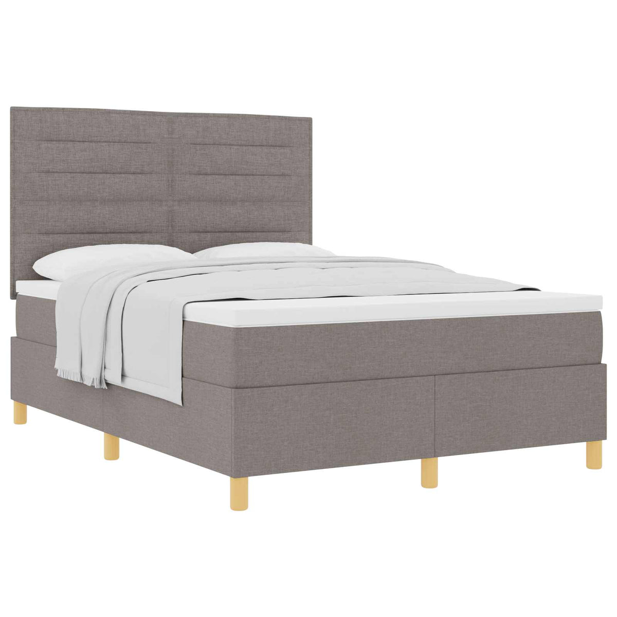 Boxspringbett mit Kopfteil Taupe 140 x 190 cm Stoff