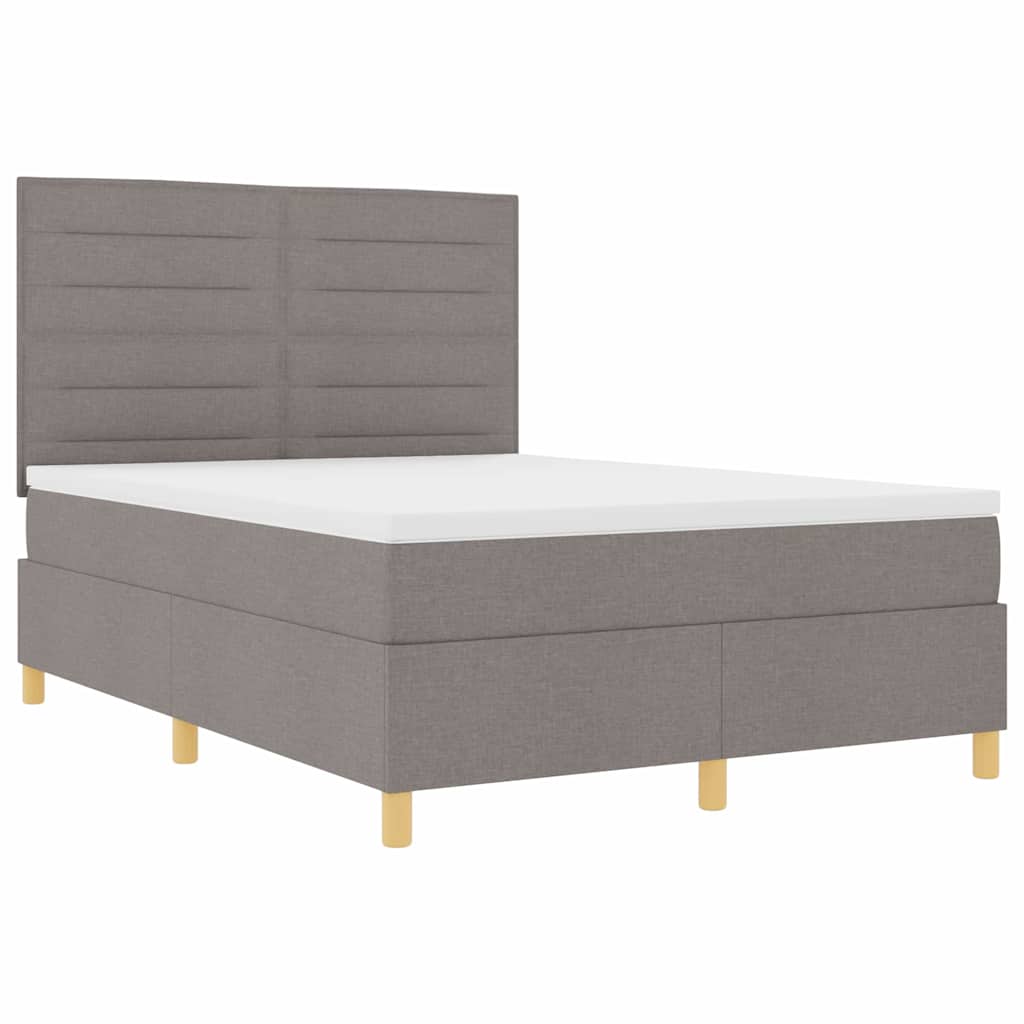 Boxspringbett mit Kopfteil Taupe 140 x 200 cm Stoff