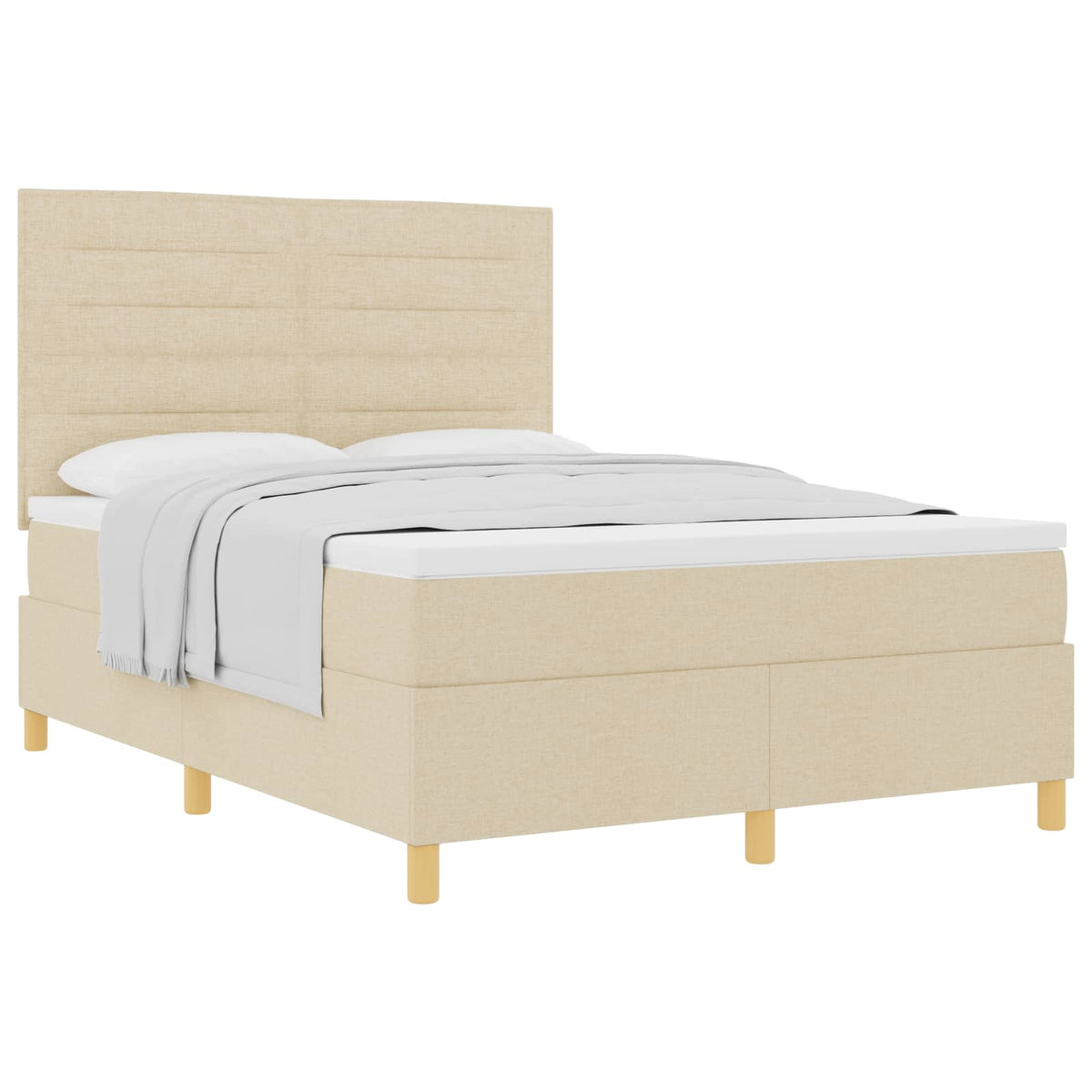 Boxspringbett mit Matratze Creme 140 x 200 cm Stoff