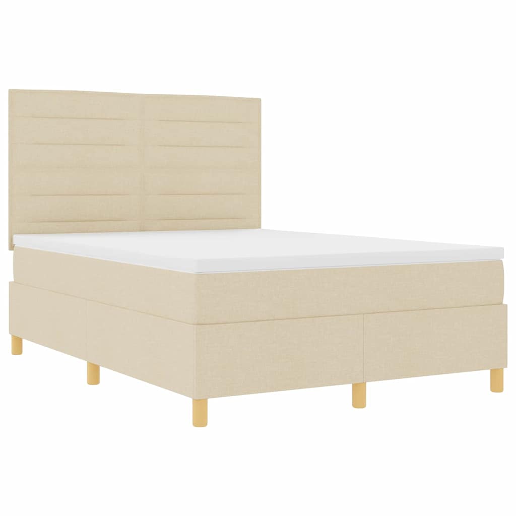 Boxspringbett mit Matratze Creme 140 x 200 cm Stoff