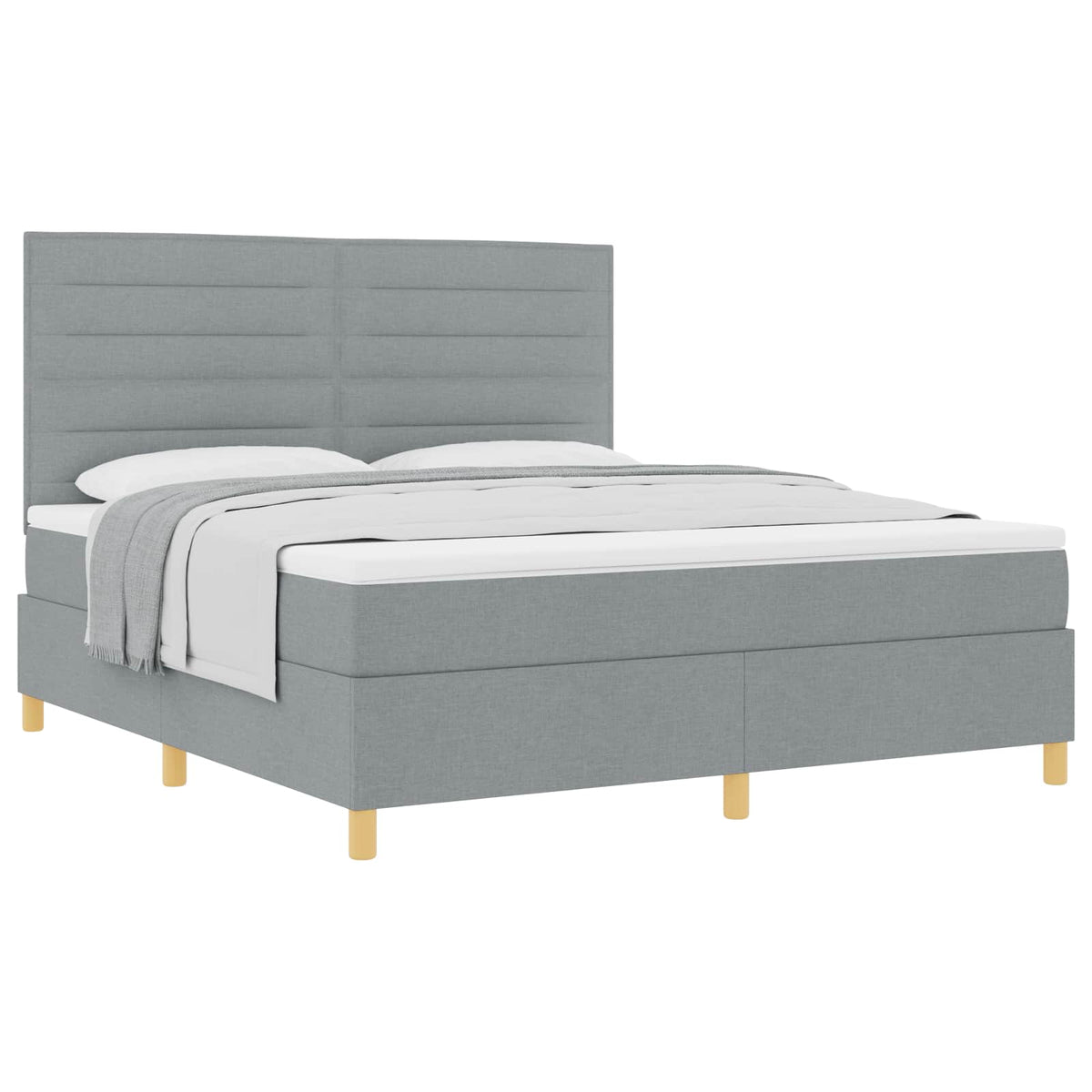 Boxspringbett mit Matratze Hellgrau 180 x 200 cm Stoff