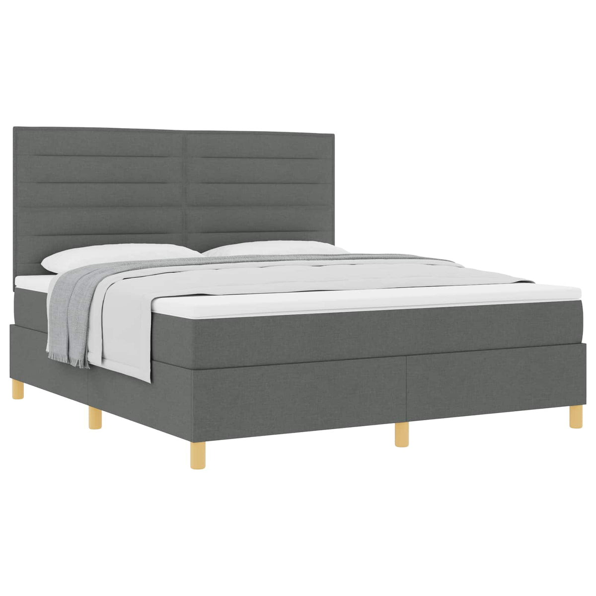 Boxspringbett mit Matratze Dunkelgrau 180 x 200 cm Stoff