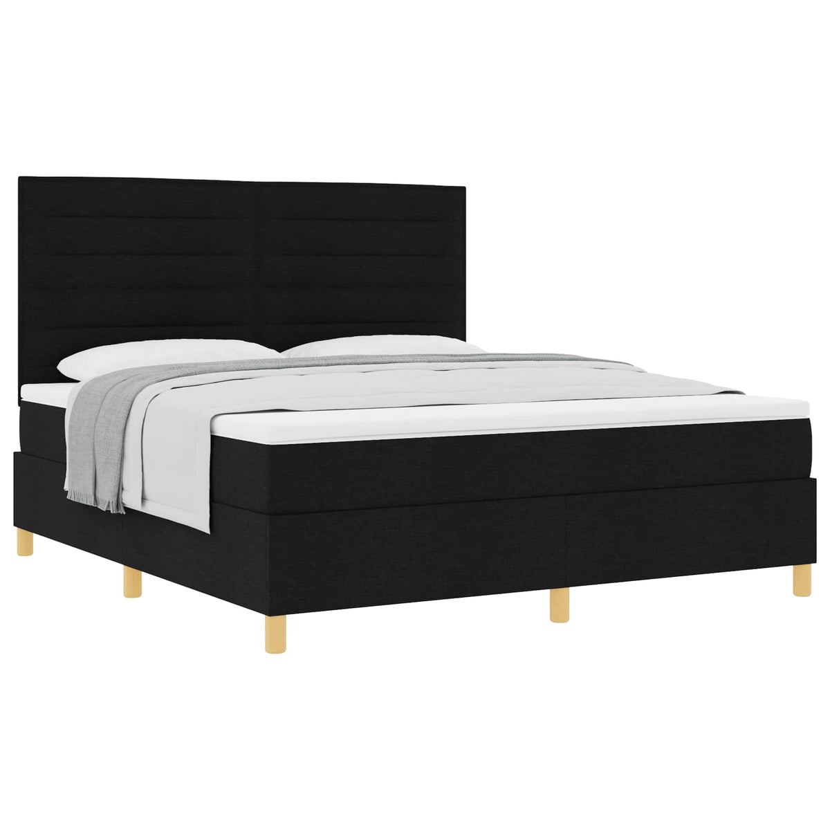 Boxspringbett mit Matratze Schwarz 180 x 200 cm Stoff