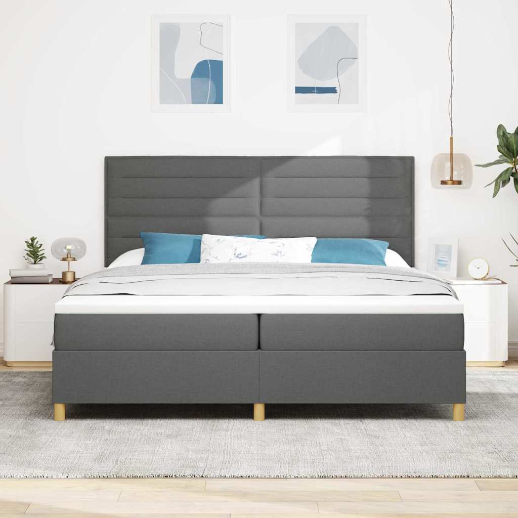 Boxspringbett mit Matratze Dunkelgrau 200 x 200 cm Stoff