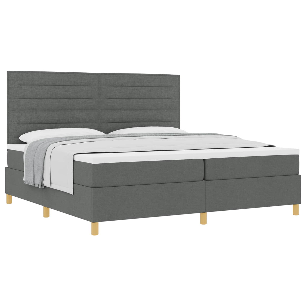 Boxspringbett mit Matratze Dunkelgrau 200 x 200 cm Stoff