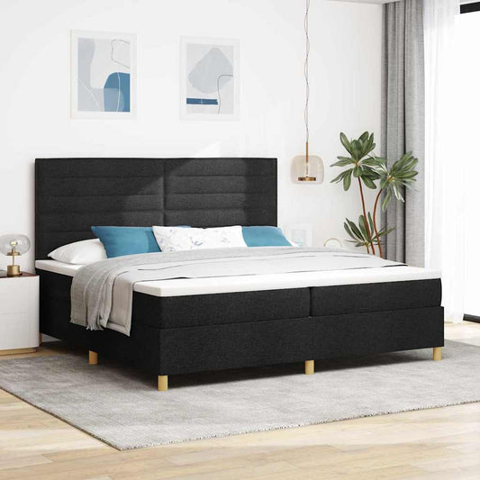 Boxspringbett mit Kopfteil Schwarz 200 x 200 cm Stoff