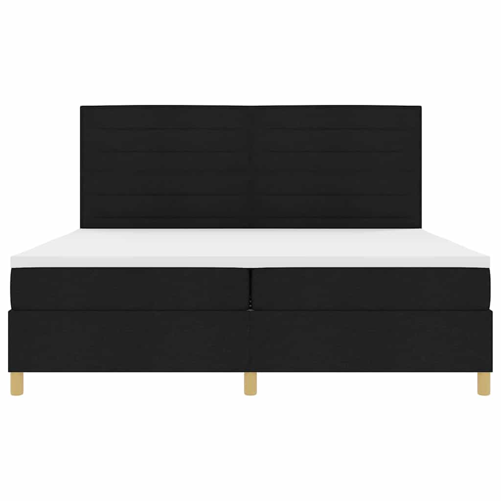 Boxspringbett mit Kopfteil Schwarz 200 x 200 cm Stoff