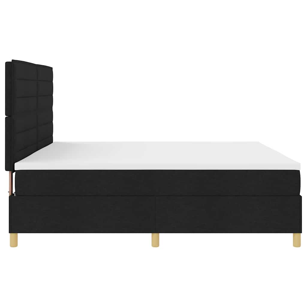 Boxspringbett mit Kopfteil Schwarz 200 x 200 cm Stoff