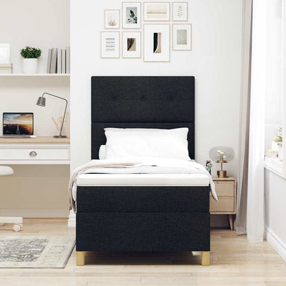 Boxspringbett mit Kopfteil Schwarz 80 x 200 cm Stoff