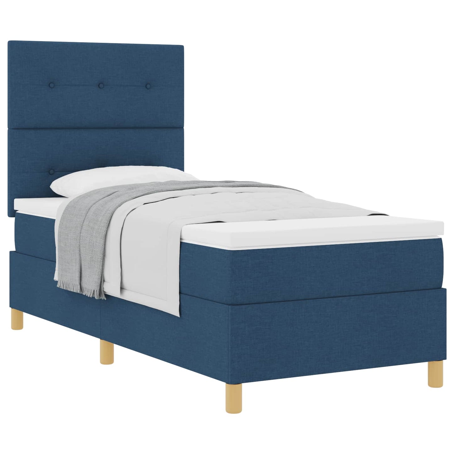 Boxspringbett mit Kopfteil Blau 80 x 200 cm Stoff