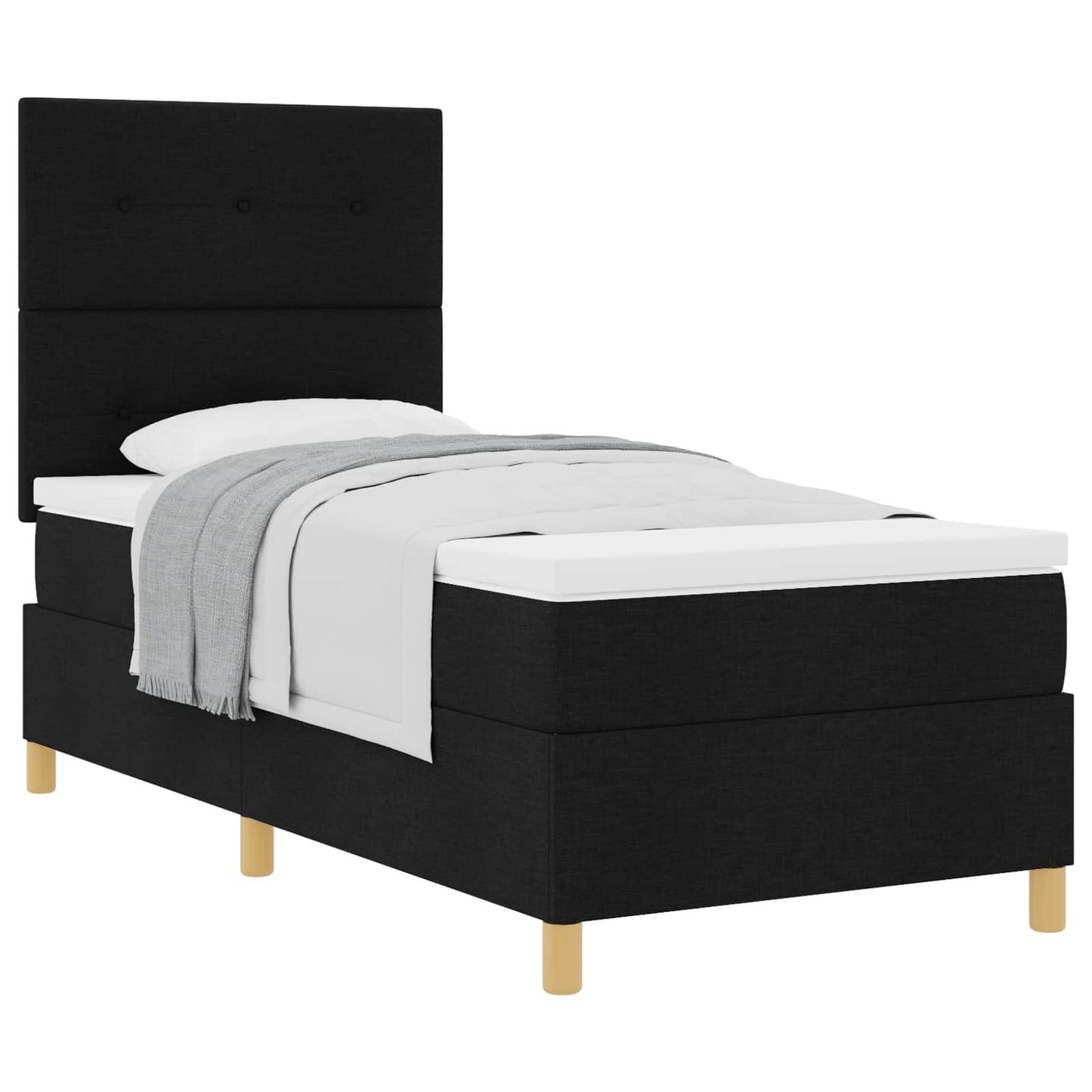 Boxspringbett mit Kopfteil Schwarz 90 x 190 cm Stoff