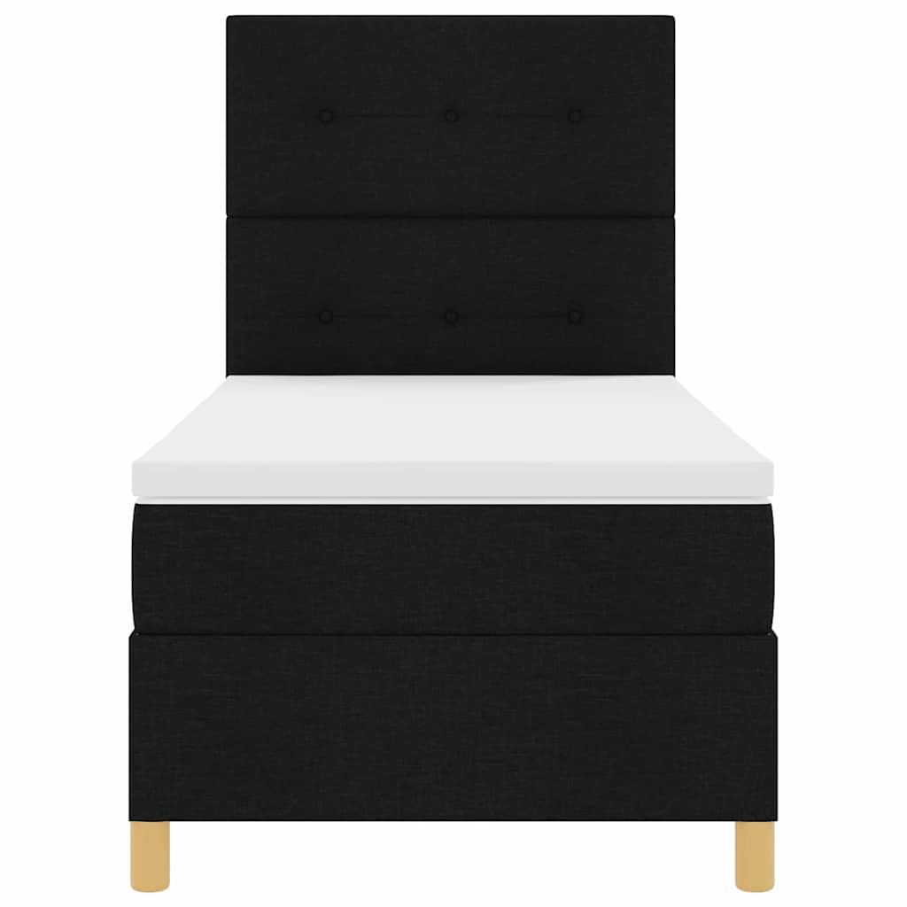 Boxspringbett mit Kopfteil Schwarz 90 x 190 cm Stoff