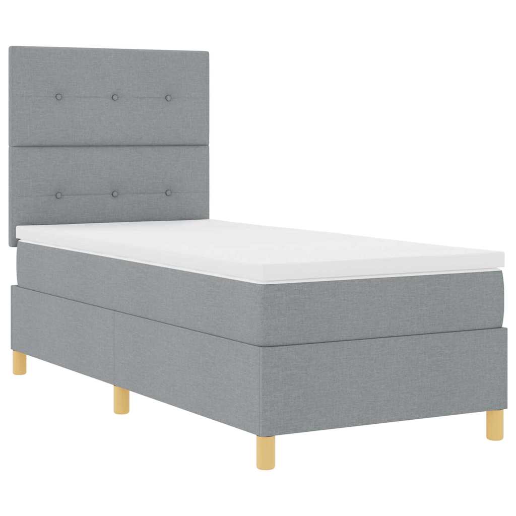 Boxspringbett mit Kopfteil Hellgrau 90 x 200 cm Stoff