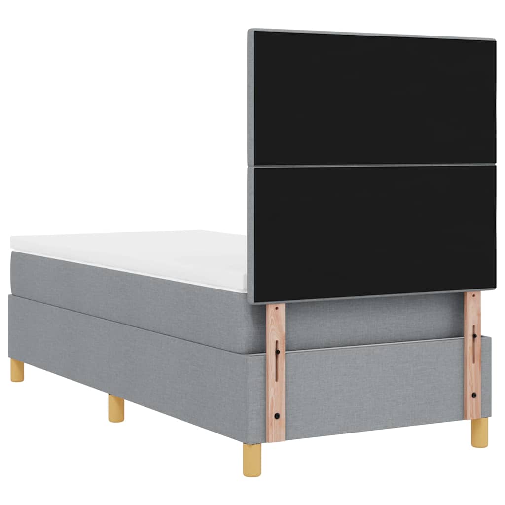 Boxspringbett mit Kopfteil Hellgrau 90 x 200 cm Stoff