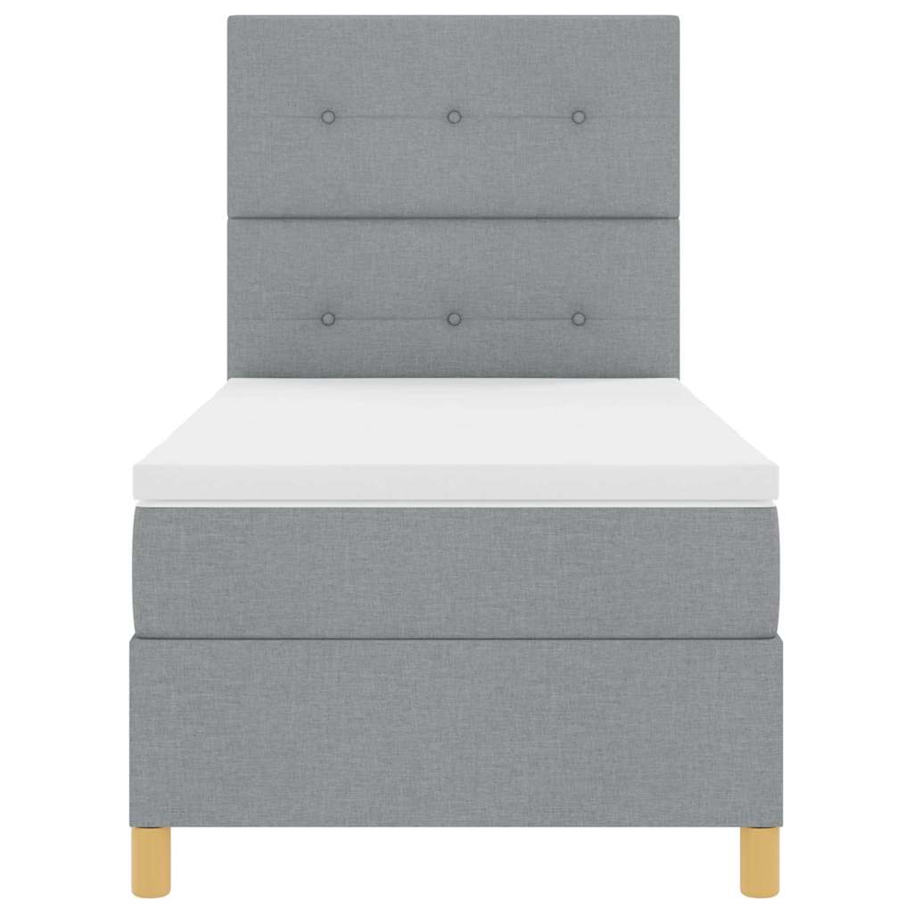 Boxspringbett mit Kopfteil Hellgrau 90 x 200 cm Stoff